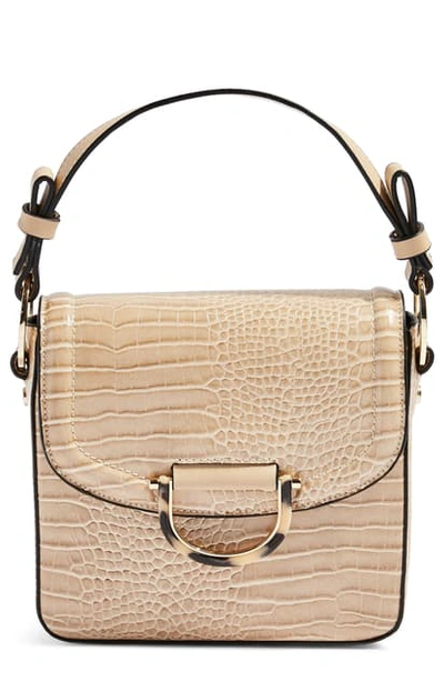 Topshop Carrie Croc Shoulder Bag In Stone