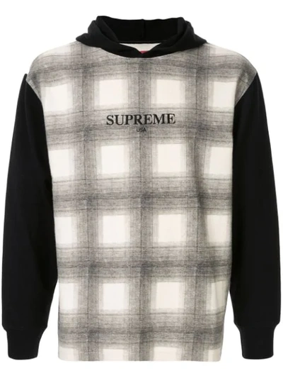 Supreme Shadow Plaid Hooded Top In Grey