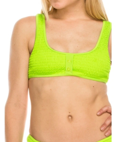 Kendall + Kylie Henley Bikini Top Women's Swimsuit In Neon Green