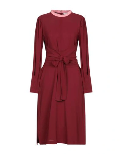 Liviana Conti Midi Dresses In Maroon