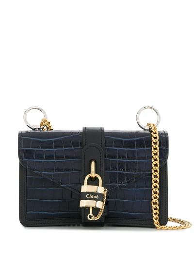 Chloé Aby Chain Croc-effect Leather Shoulder Bag In Blue