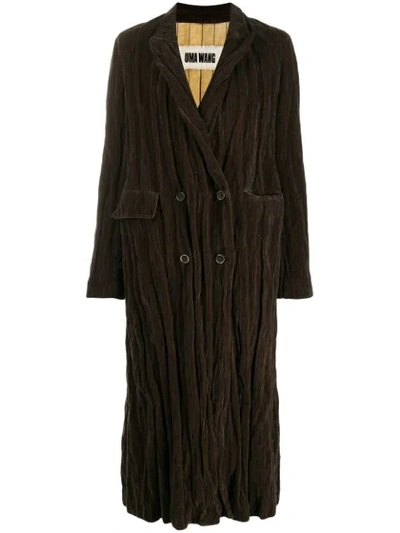 Uma Wang Oversized Double-breasted Coat In Brown