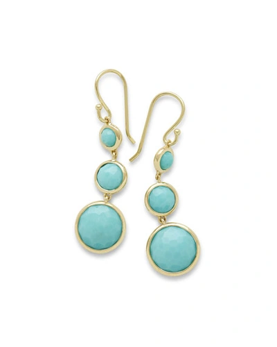 Ippolita Lollitini 3-stone Drop Earrings In 18k Gold In Turquoise