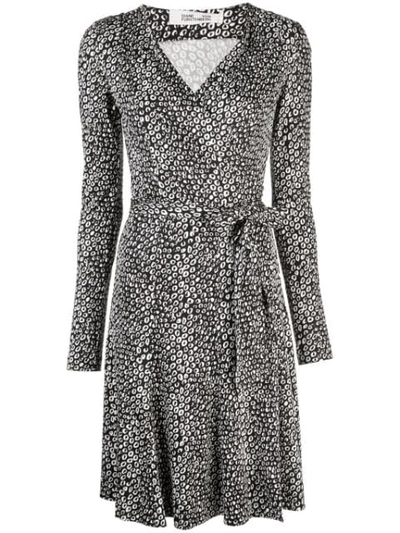 Diane Von Furstenberg Julian Two Python-print 3/4-sleeve Wrap Dress In Black