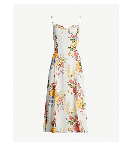 Reformation Juliette Floral-print Crepe Midi Dress In Bouquet | ModeSens