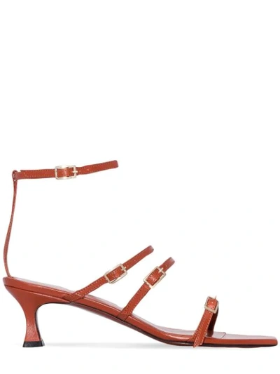 Manu Atelier Naomi Leather Heeled Sandals In Red