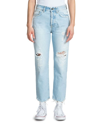 Prps High-rise Slim Boyfriend Jeans With Distressing In Light Blue