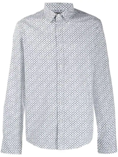 Michael Kors Tile-print Slim Fit Shirt In White