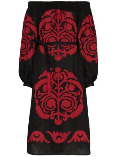 Vita Kin Palladium Off-shoulder Embroidered Dress In Black