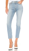 Re/done High Rise Ankle Crop Jean In Pale Indigo