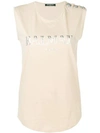 Balmain Logo Tank Top In Neutrals