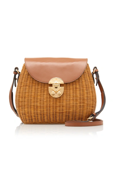 Miu Miu Large Midollino Leather-paneled Rattan Basket Bag In Neutral