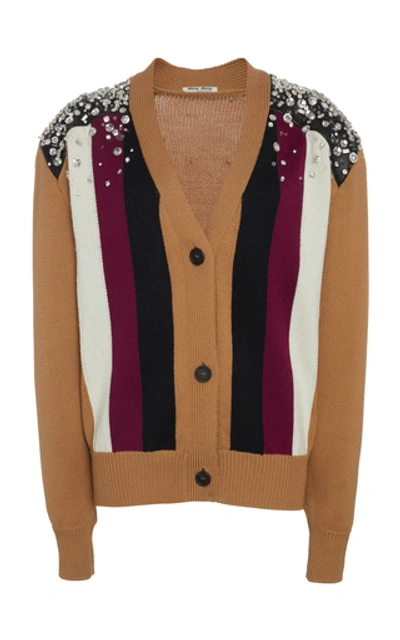 Miu Miu Embellished Cardigan In Multi