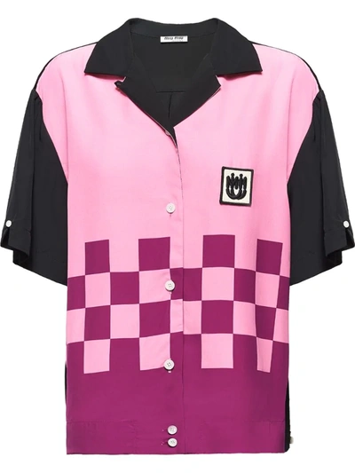 Miu Miu Black And Pink Bowling Shirt
