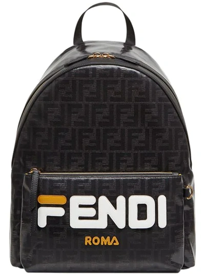 Fendi Mania Logo Backpack In Black