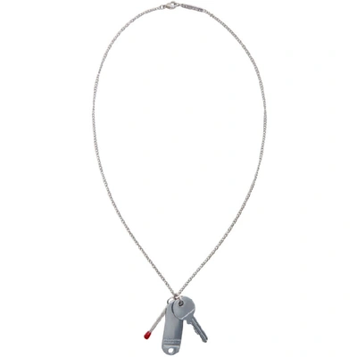 Dsquared2 Matchstick Dog Tag Necklace In Silver