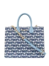 Miu Miu Logo-jacquard Leather-handle Tote Bag In Light Blue