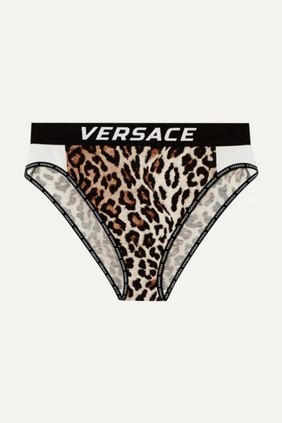 Versace Leopard-print Stretch-jersey Briefs In Leopard Print