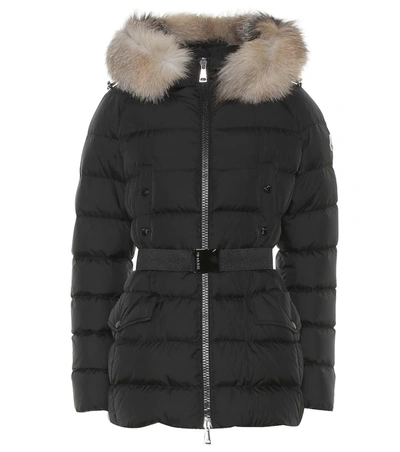 Moncler Clion Quilted Fur-trimmed Down Coat In Black