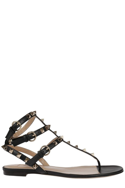 Valentino Garavani Womens Black Leather Sandals