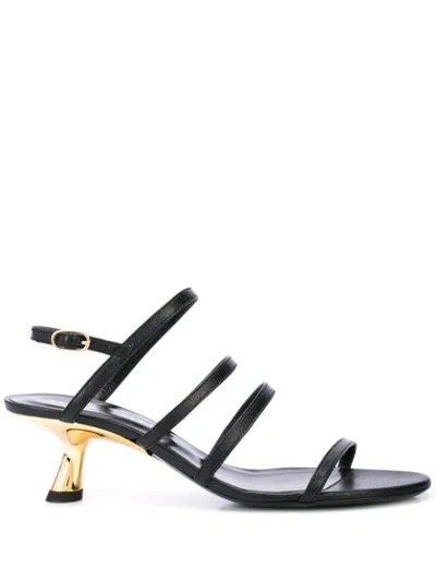 Simon Miller Strappy Tee Leather Slingback Sandals In Black
