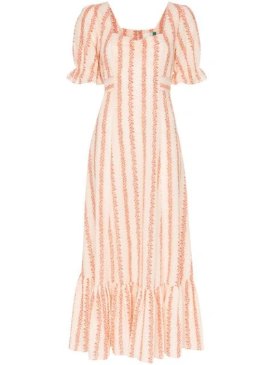 Rixo London Kate Floral-print Cotton Midi Dress In Orange