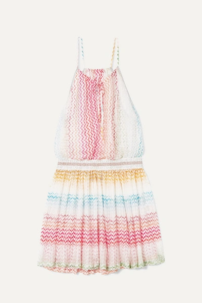 Missoni Mare Striped Crochet-knit Mini Dress In Pink