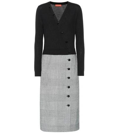 Altuzarra Stamford Wool And Prince Of Wales Checked Wool-blend Dress In Black