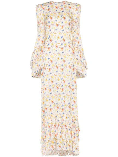 The Vampire's Wife Tiered Floral-print Crepe Maxi Dress In Multicoloured
