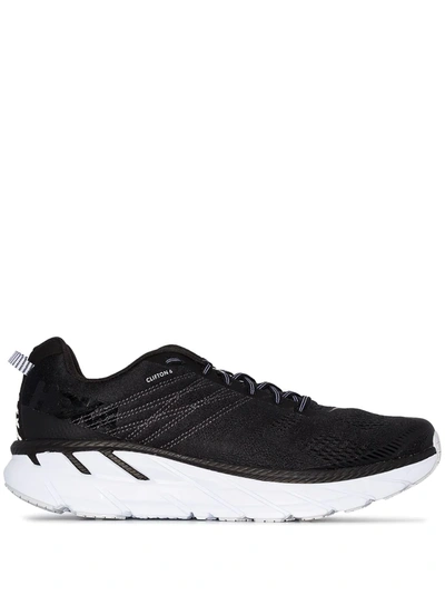 Hoka One One Clifton 6 Logo-print Embroidered Mesh Running Sneakers In Black