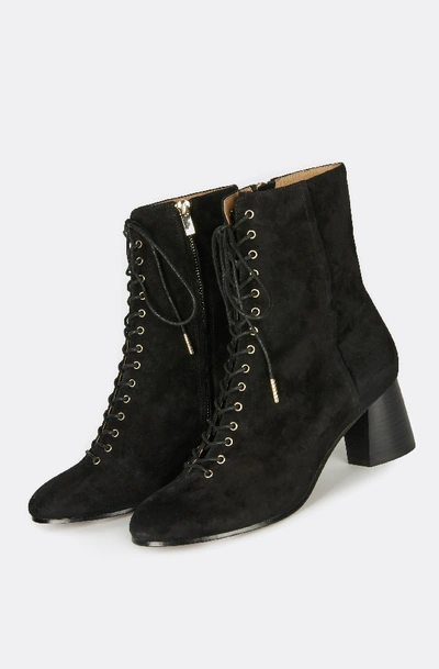 Joie Reyan Lace-up Suede Ankle Boots In Black