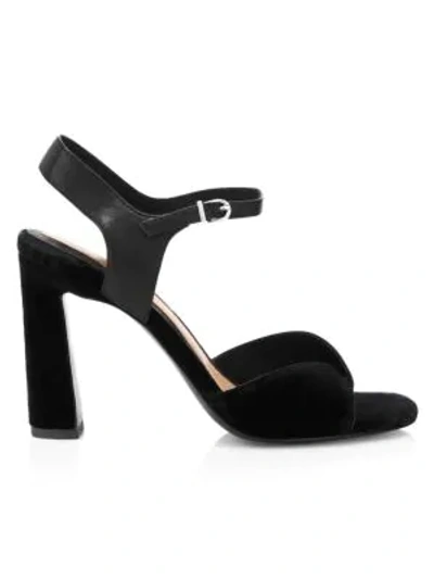 Joie Okina Ankle-strap Velvet Sandals In Charcoal