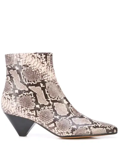 Vince Alder Snakeskin-embossed Leather Ankle Boots In Natural Snake Embossed Leather