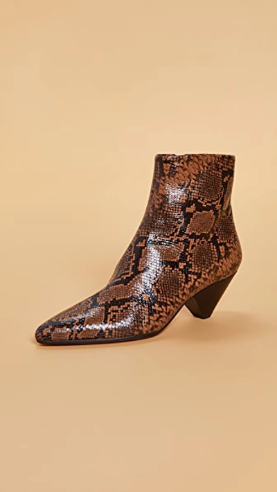 Vince Alder Snakeskin-embossed Leather Ankle Boots In Tan