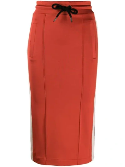 Palm Angels Stripe Detail Midi Skirt In Red