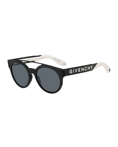 Givenchy Men's Round Stainless Steel Logo-print Sunglasses In Black