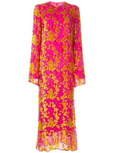 Taller Marmo La Flor De Mi Secreto Crepe Maxi Dress In Pink