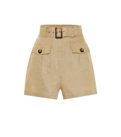 Zimmermann Suraya High-rise Linen Shorts In Beige