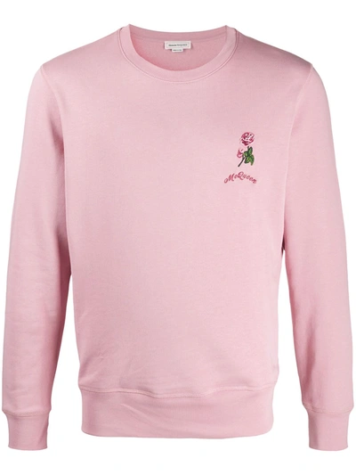 Alexander Mcqueen Pink Embroidered Cotton Sweatshirt