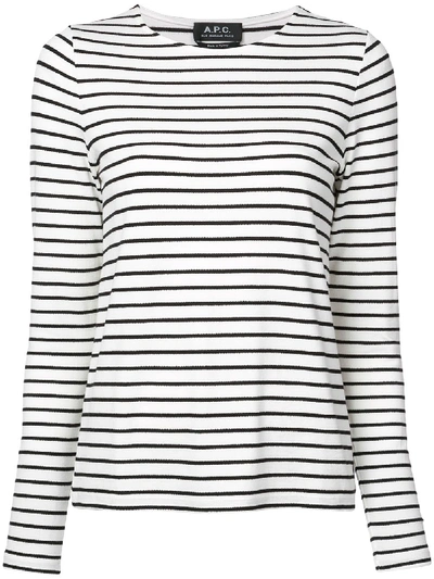 A.p.c. Catarina Breton-striped Cotton Top In White