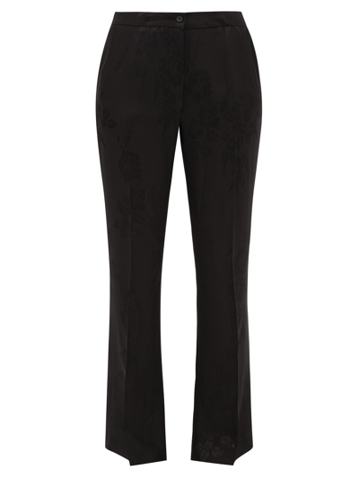 Etro Devon Floral-jacquard Flared Trousers In Black