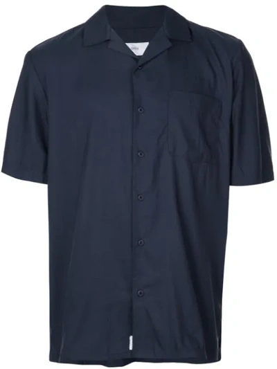 Onia Vacation Cuban-collar Poplin Shirt In Deep Navy