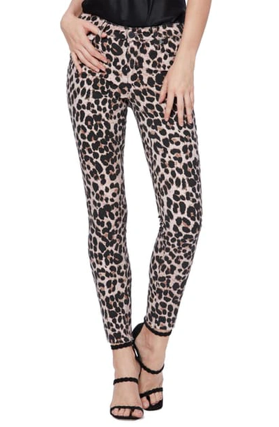 Paige Hoxton High Waist Raw Hem Ankle Skinny Jeans In Pink Leopard