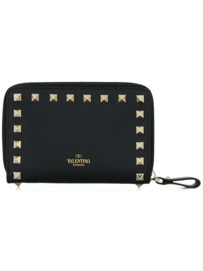 Valentino Garavani Rockstud Zip-around Wallet In Black