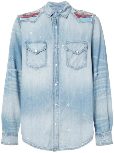 Amiri Aloha Printed Denim Shirt In Blue