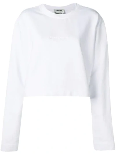 Acne Studios White Cotton Logo Sweatshirt In Embossed-logo Sweatshirt
