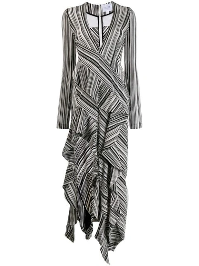 Galvan 'taja' Pleated Panel Ruffle Stripe High-low Dress In Black