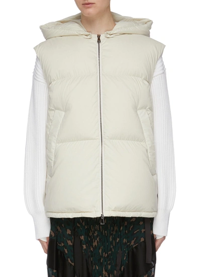 Moncler 'gamble' Hooded Down Puffer Gilet In Offwhite