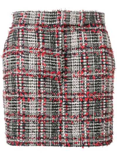 Thom Browne Prince Of Wales-checked Tweed Mini Skirt In Red