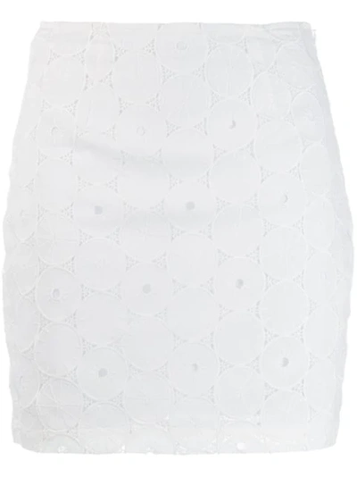 Staud Anglaise Lace Embroidered Skirt In White